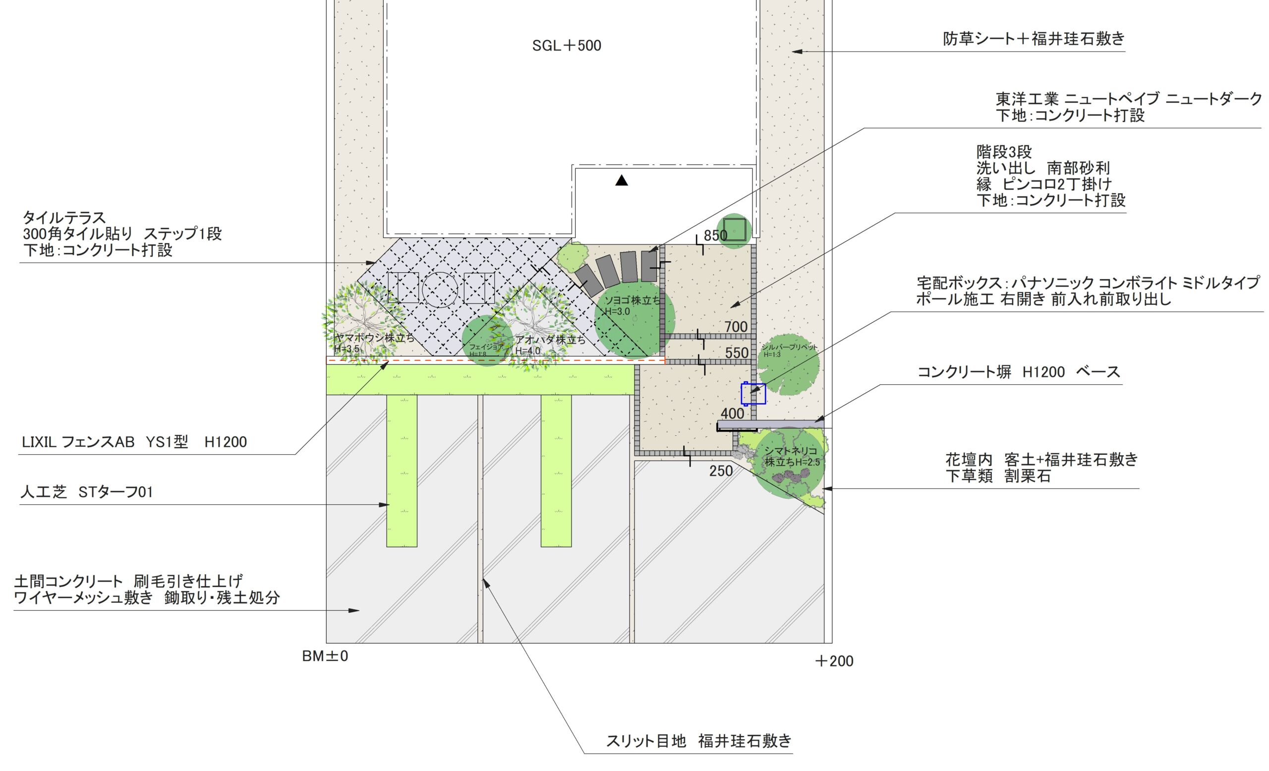 石川県エクテリアプラン　金沢市外構平面図